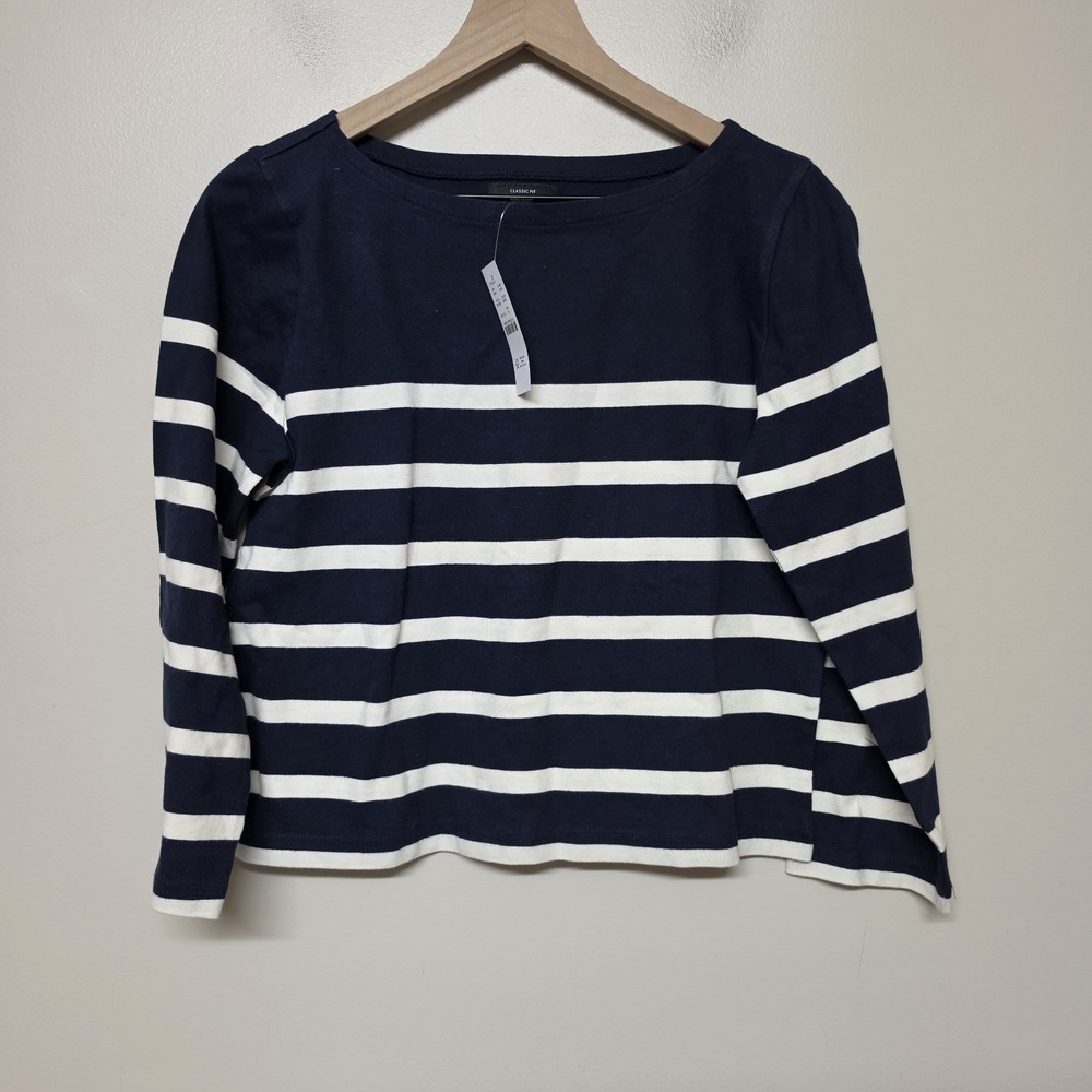 J. Crew NEW Classic Mariner Cloth Striped Boatneck T-shirt Navy White S Nautical